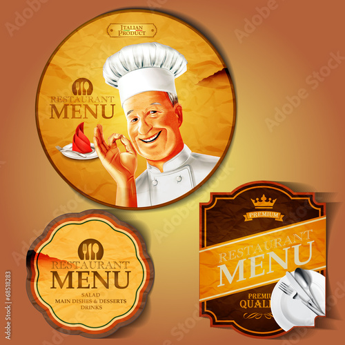 badges chef menu vintage