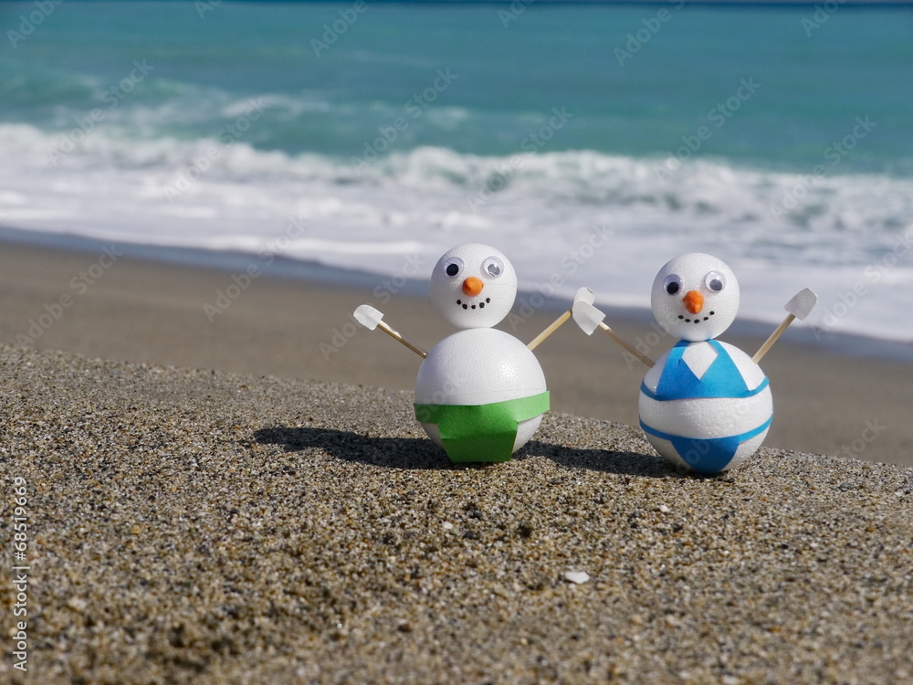 Obraz premium snowman beach vacation