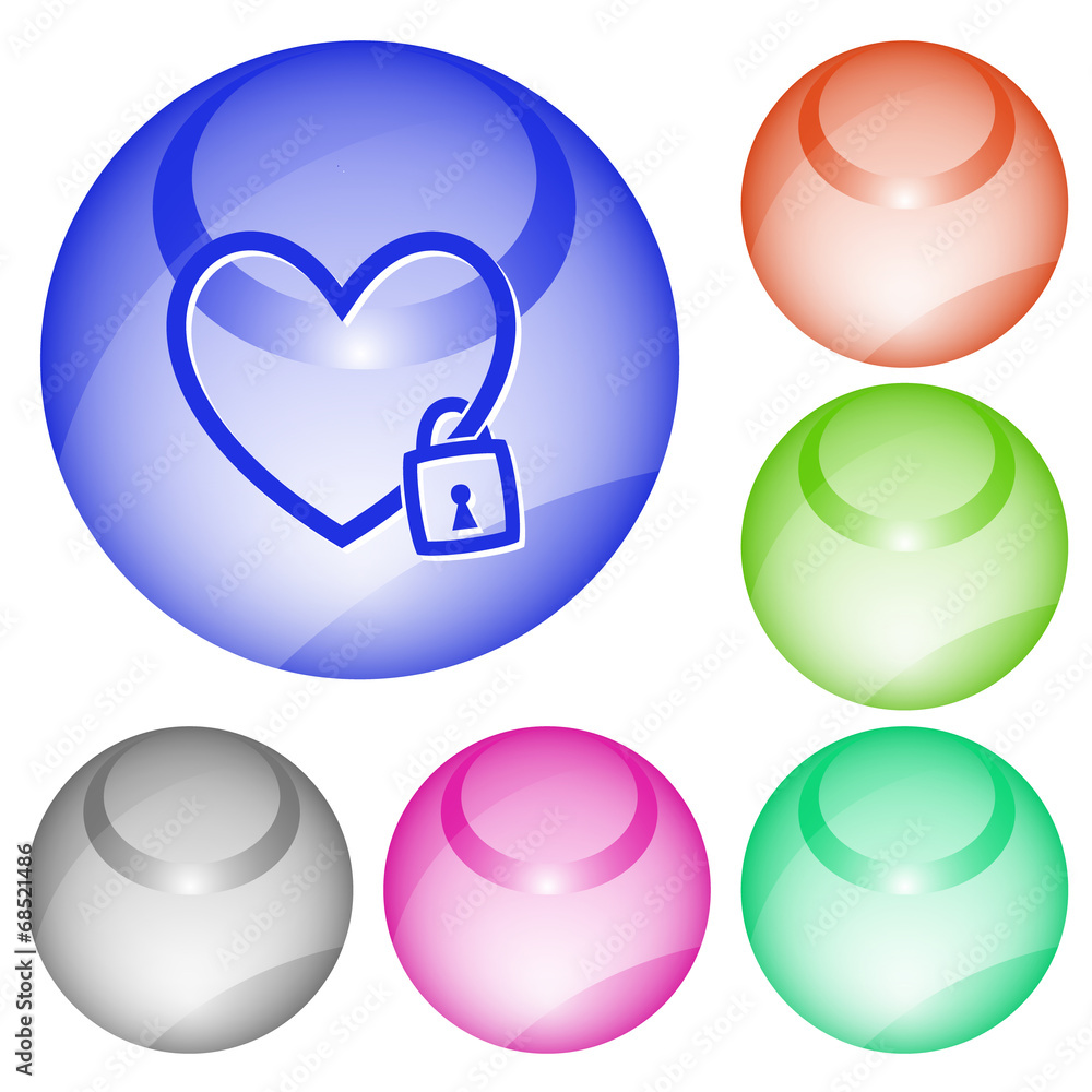 Closed heart. Vector interface element.