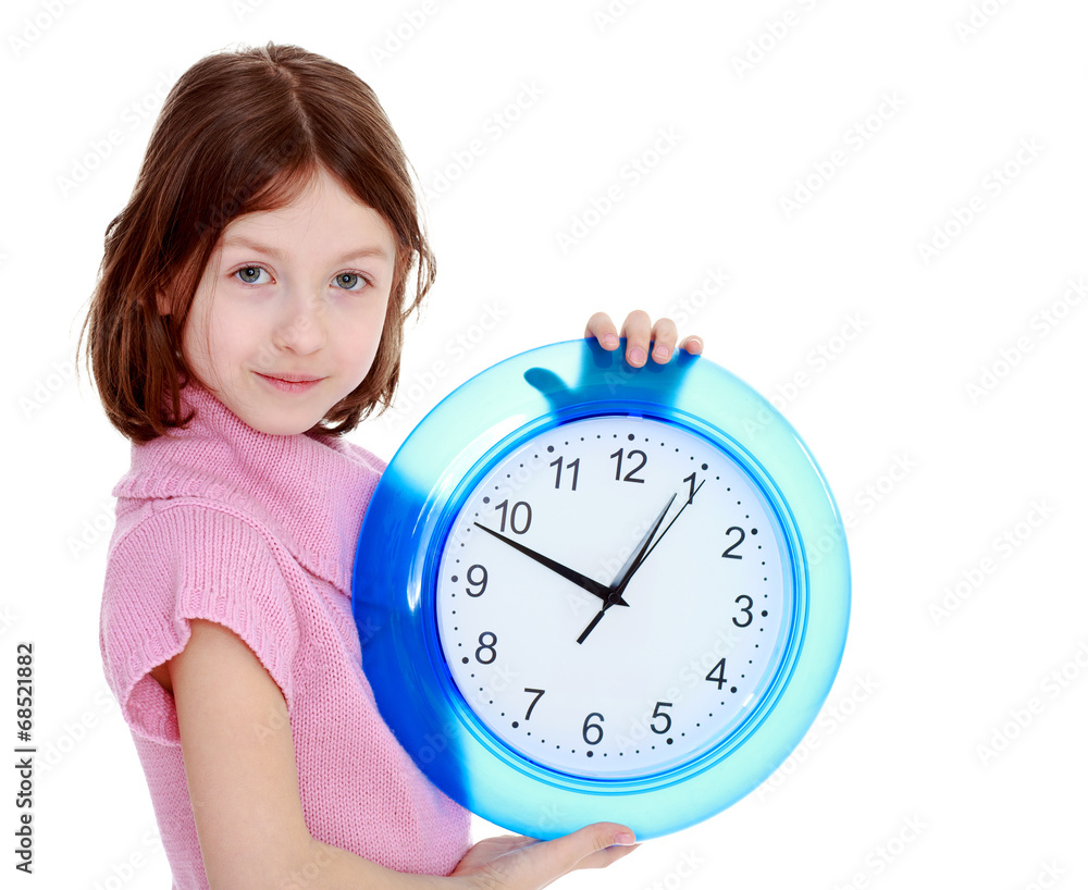 Cute Girl Shows the clock Cute Girl Shows the clock