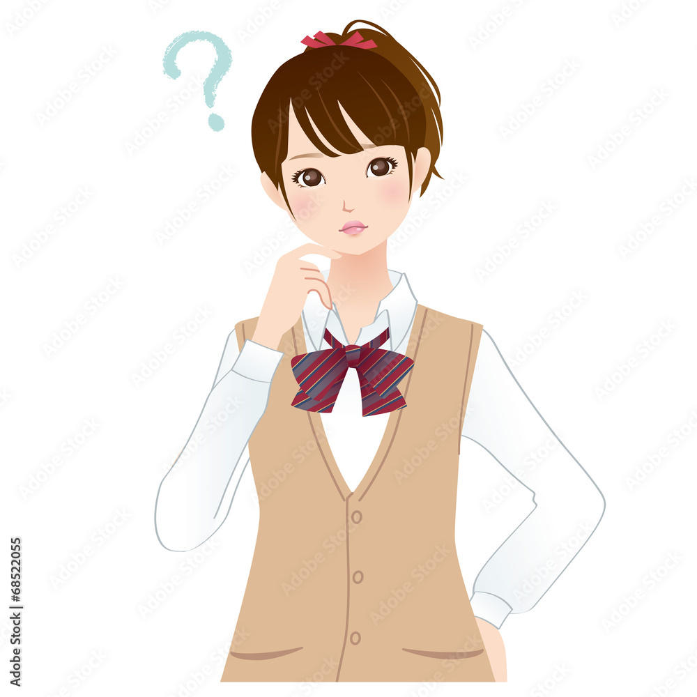考える仕草の高校生 考える仕草の高校生