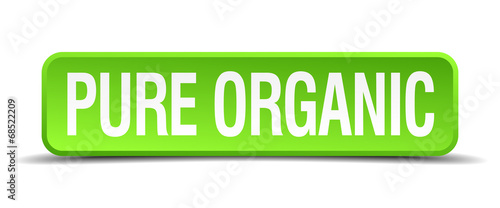 pure organic green 3d realistic square isolated button