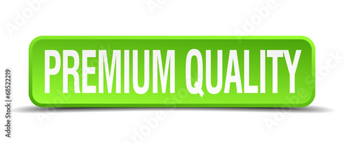 premium quality green 3d realistic square isolated button