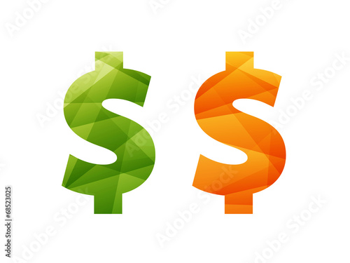 Shiny geometric dollar sign icon badge vector