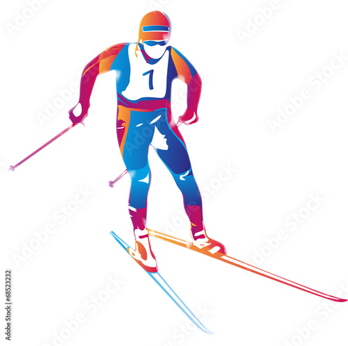 Vector illustration of a colorful skier
