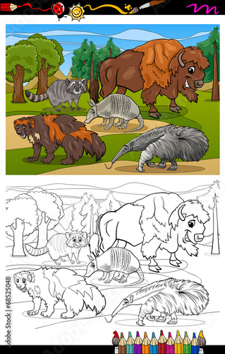 mammals animals cartoon coloring book