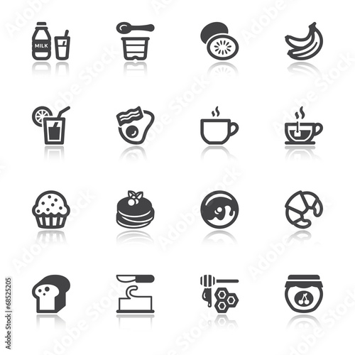 Beakfast flat icons with reflection