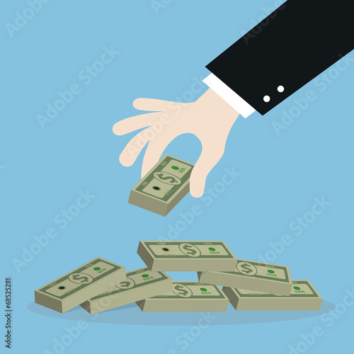 business man hand get money,illustration,vector