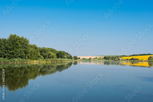 lake landscape in summer morning