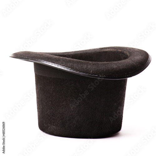 Black classic top hat, isolated on white background 