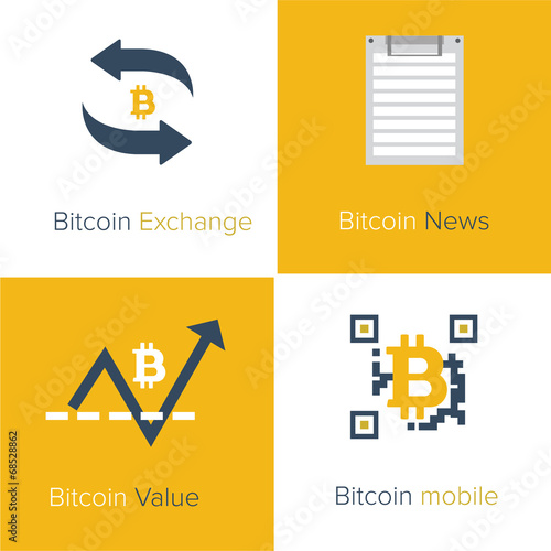 Bitcoin flat icons template