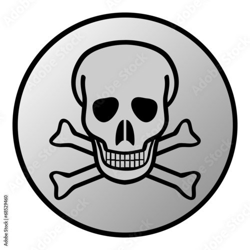 Skull and bones danger sign button