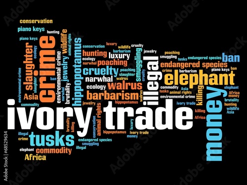 Ivory trade - word cloud concept