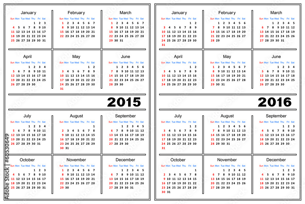 Calendar template. 2015, 2016 Calendar template. 2015, 2016