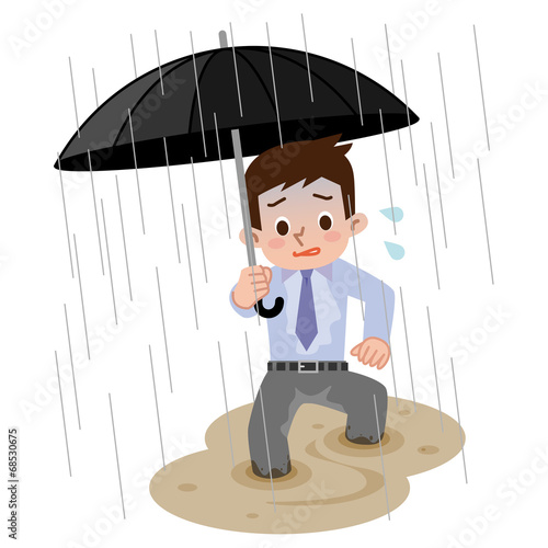 大雨で帰宅困難な男性