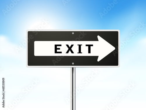 exit on black road sign