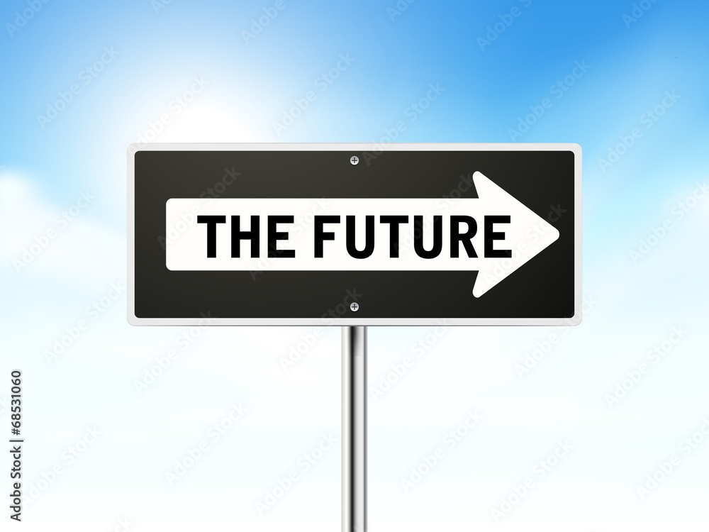 the future on black road sign