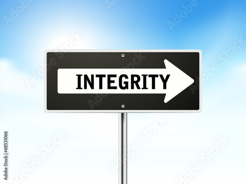 integrity on black road sign