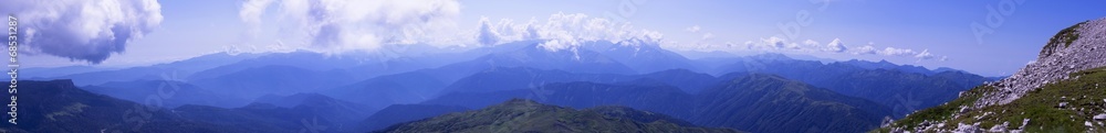 Panorama Caucasus Mountains, with slopes Oshten