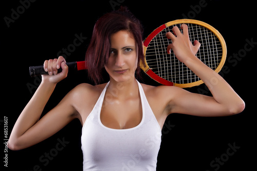 Beautiful young girl with a tennis racquet  © Mauro Rodrigues