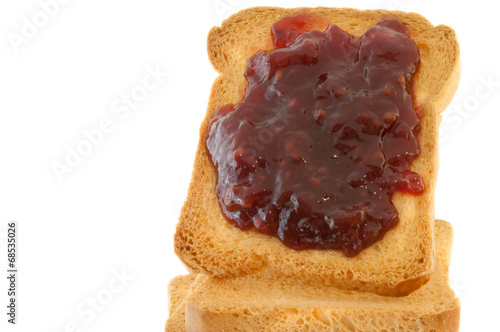 golden rusk and raspberry jam photo