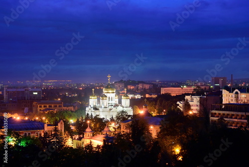 Russia. Pyatigorsk. View of the evening city and Savior Cathedra