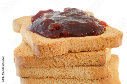 golden rusk and raspberry jam photo