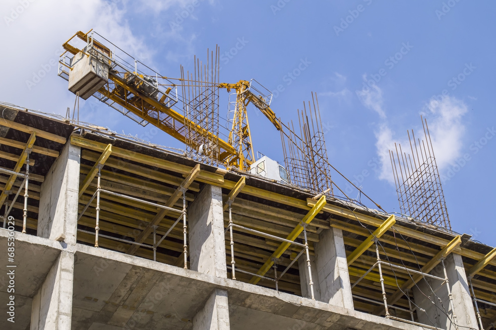 House construction, crane House construction, crane