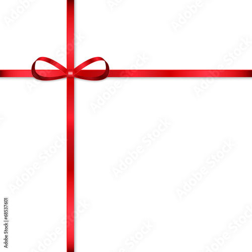 Red bow for decorating gifts isolated on white background