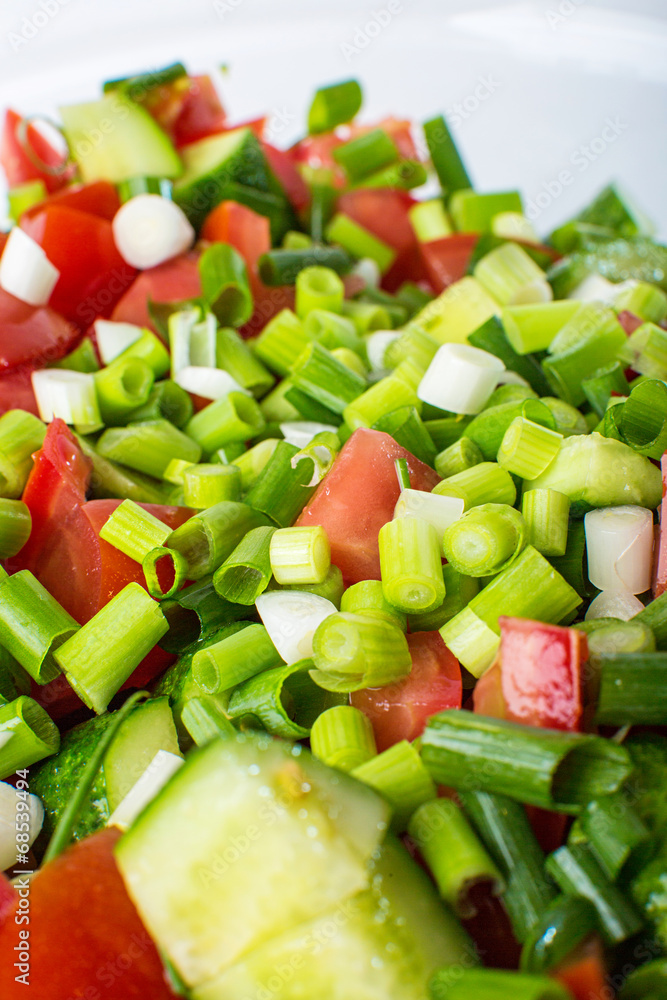 vegetable salad with fresh tomatoes cucumbers and green onions vegetable salad with fresh tomatoes cucumbers and green onions