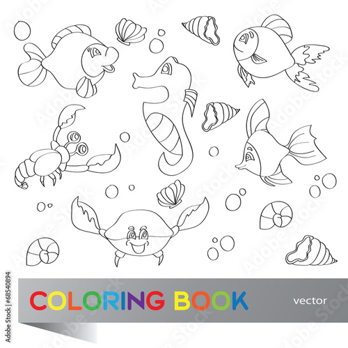 Coloring book - marine life