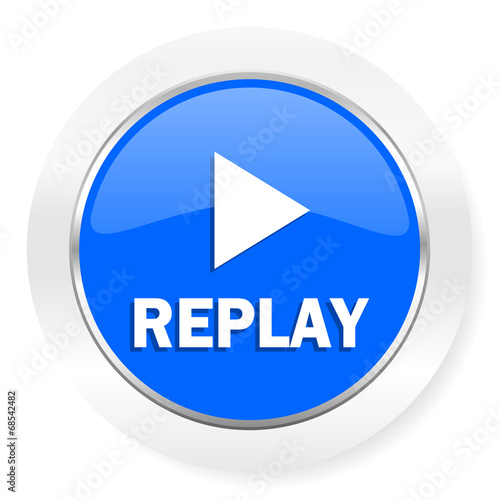 Free Download replay blue glossy web icon - GFXLoad
