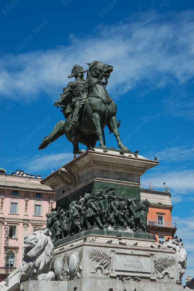 Vittorio Emanuele monument in the center of Milan, Italy