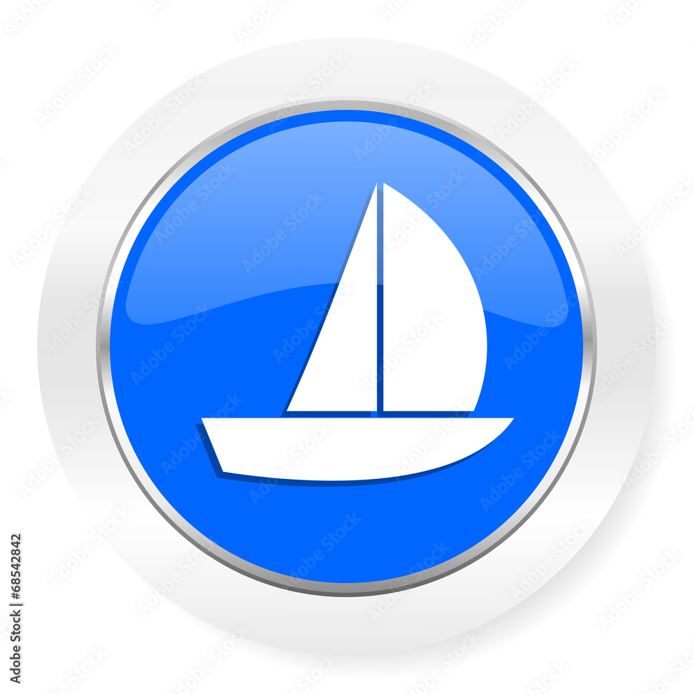 yacht blue glossy web icon