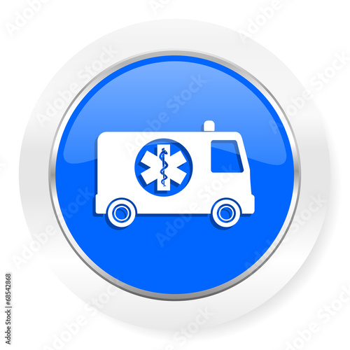 ambulance blue glossy web icon