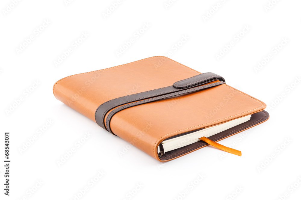 Brown leather diary book. Brown leather diary book.