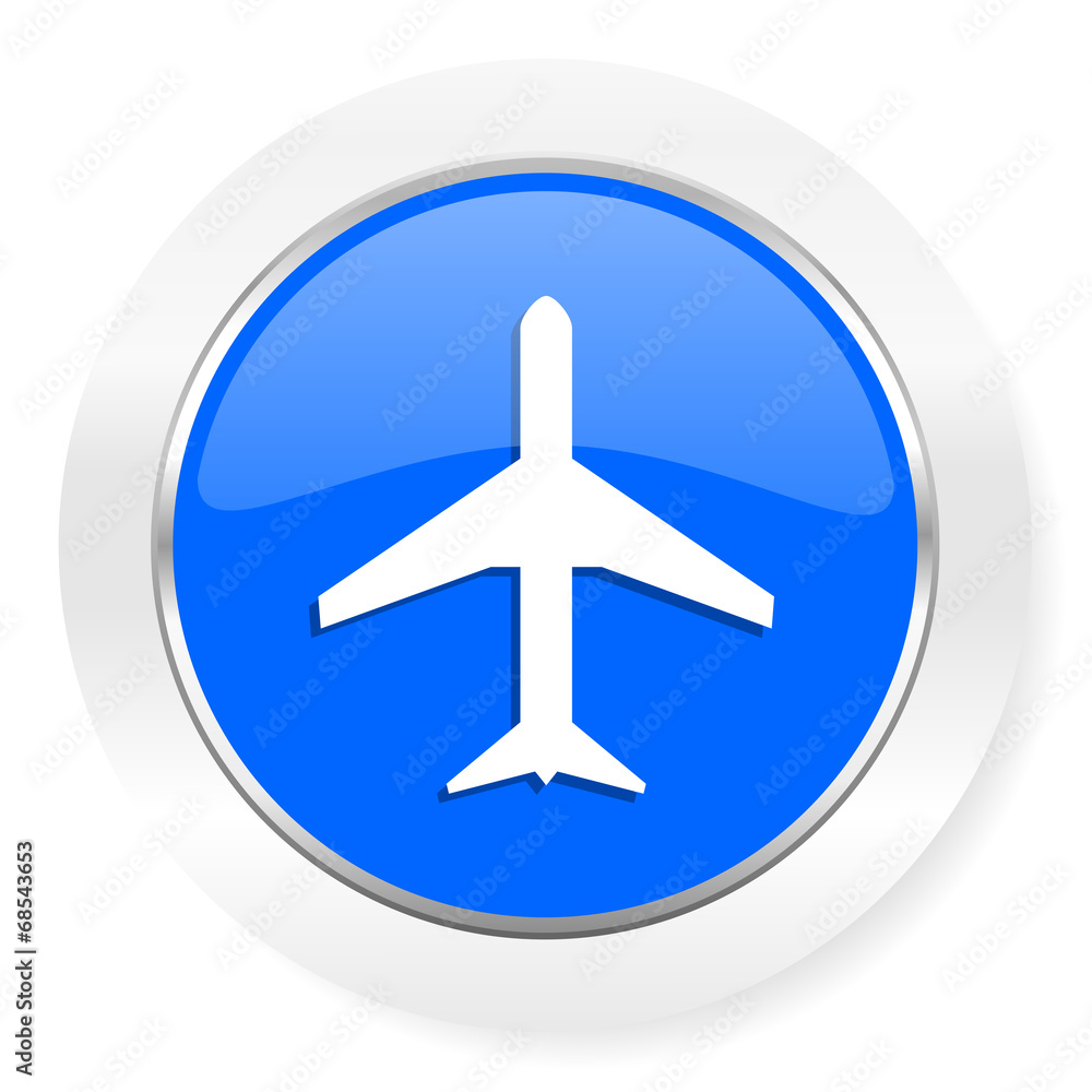 plane blue glossy web icon