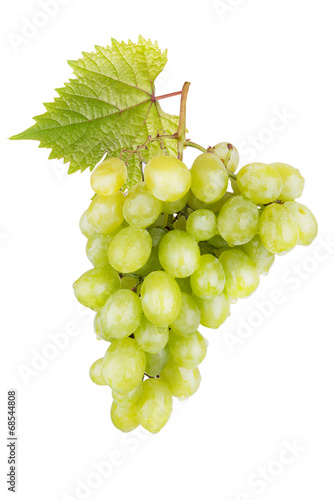 fresh white grapes with leaves
