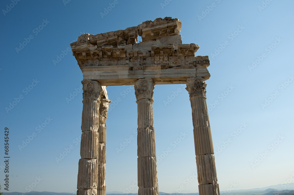 Temple of Trajan at Acropolis of Pergamon in Izmir, Turkey Temple of Trajan at Acropolis of Pergamon in Izmir, Turkey