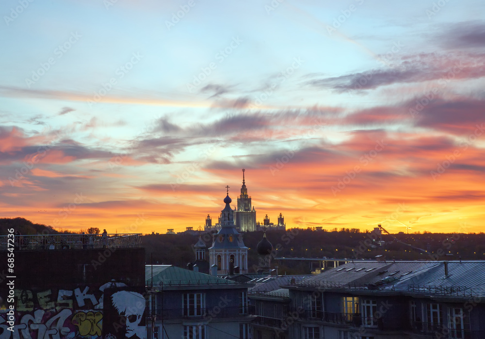 Obraz premium sunset over Moscow