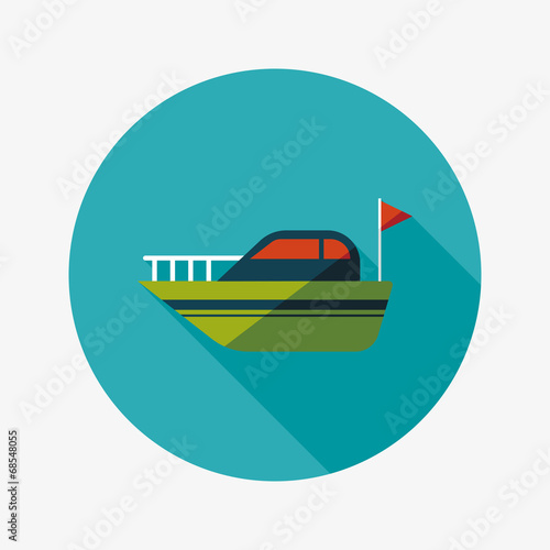 Yacht flat icon with long shadow