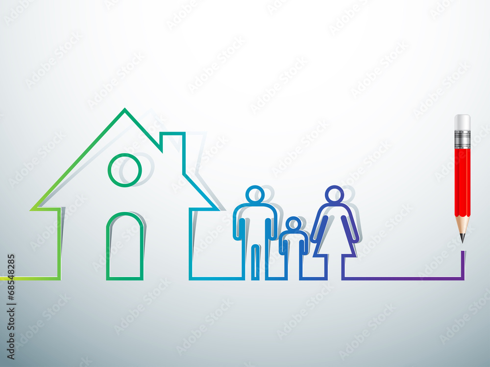 Happy family in house concept vector illustration Happy family in house concept vector illustration