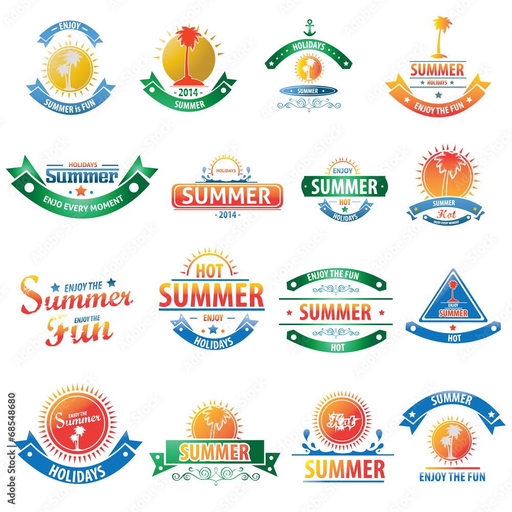 Summer sale vintage badges set. Illustration eps10