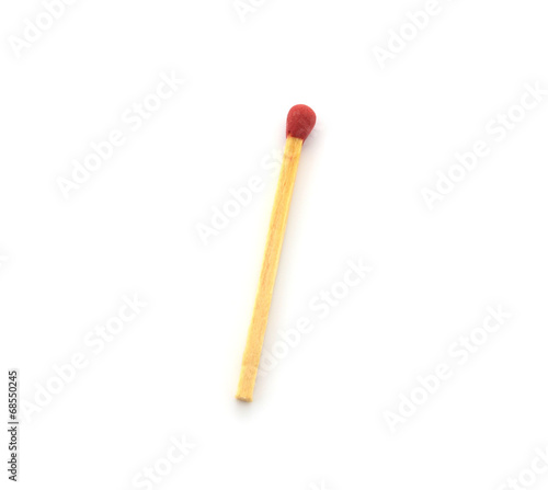 Close-up of a red match isolated on a white