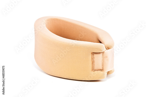 Neck support brace on white background , soft cervical collar