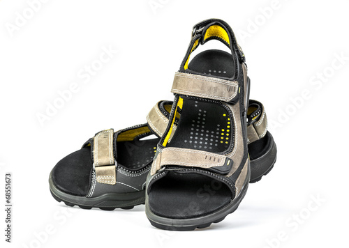 new men's sandals on a white background photo