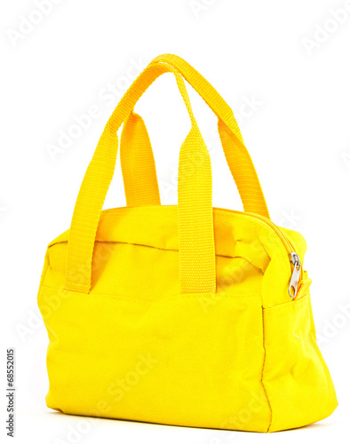 yellow cotton bag on white background