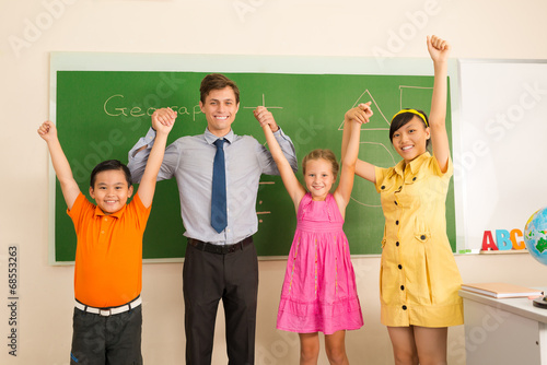 Teacher and pupils