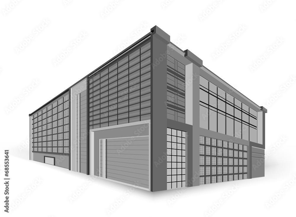 Modern building style gray color on a white background Modern building style gray color on a white background