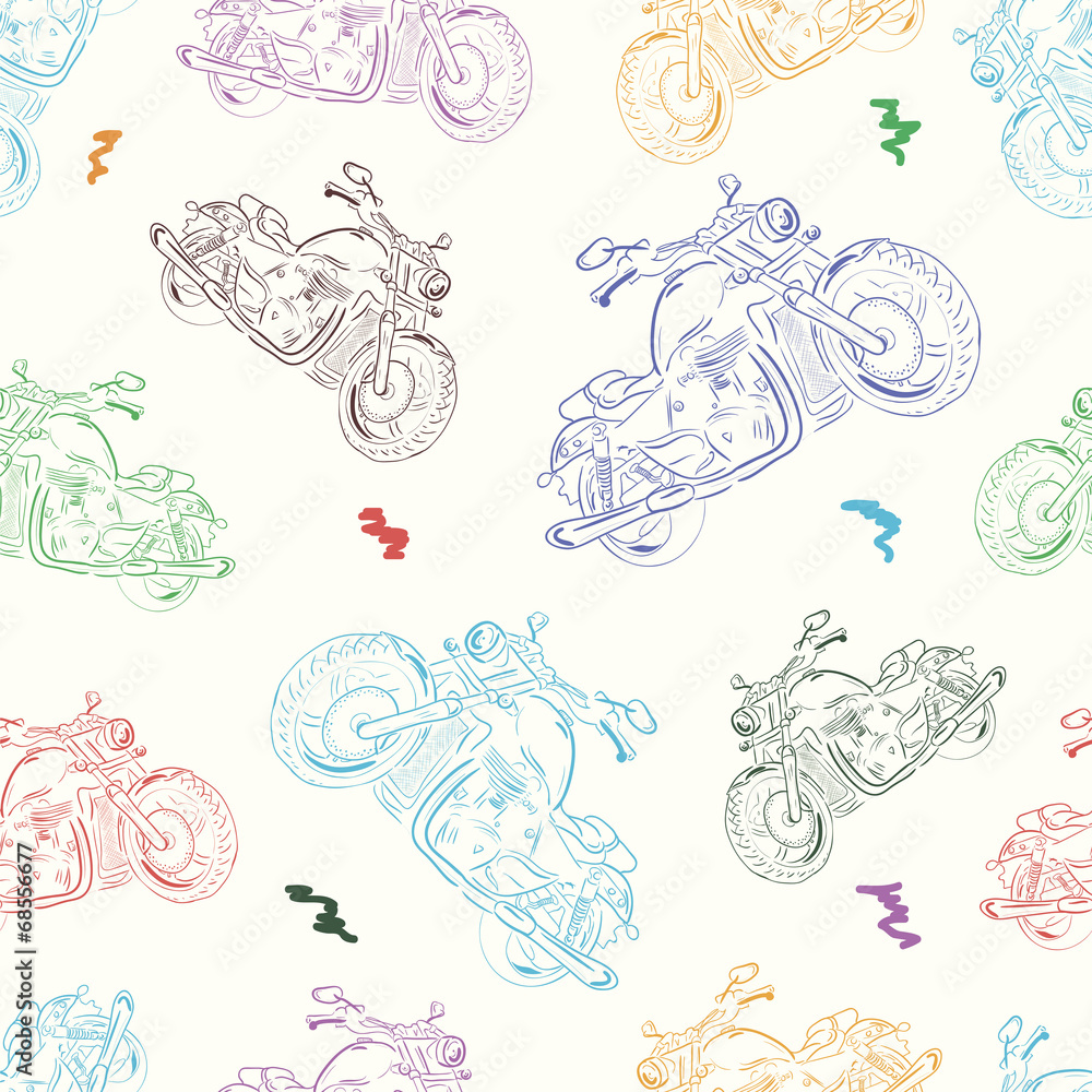 Fototapeta premium Seamless texture with motorcycles 2
